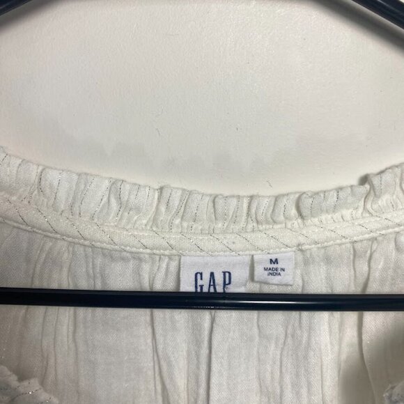 Gap Split Neck Metallic Striped Sleeveless Blouse - Picture 2 of 4